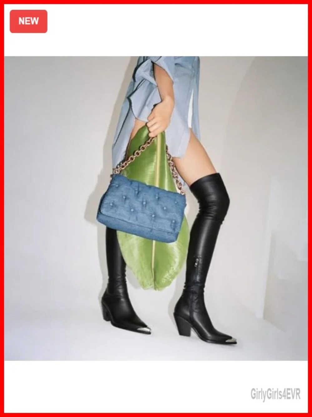 Women Over the Knee Boots PU Leather Stretch Slim Calf Block Chunky Heel